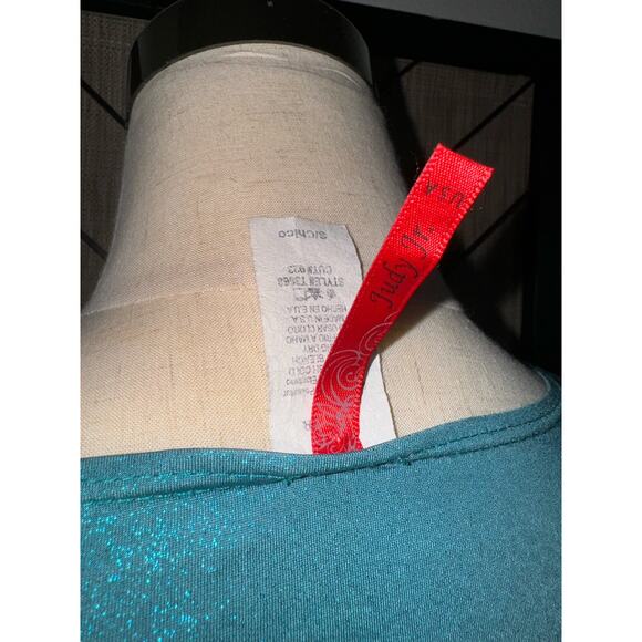 Judy Jr USA Baby Phat Women’s Bedazzled Shimmery Teal Dressy Y2K Tank Top Small - Picture 5 of 5